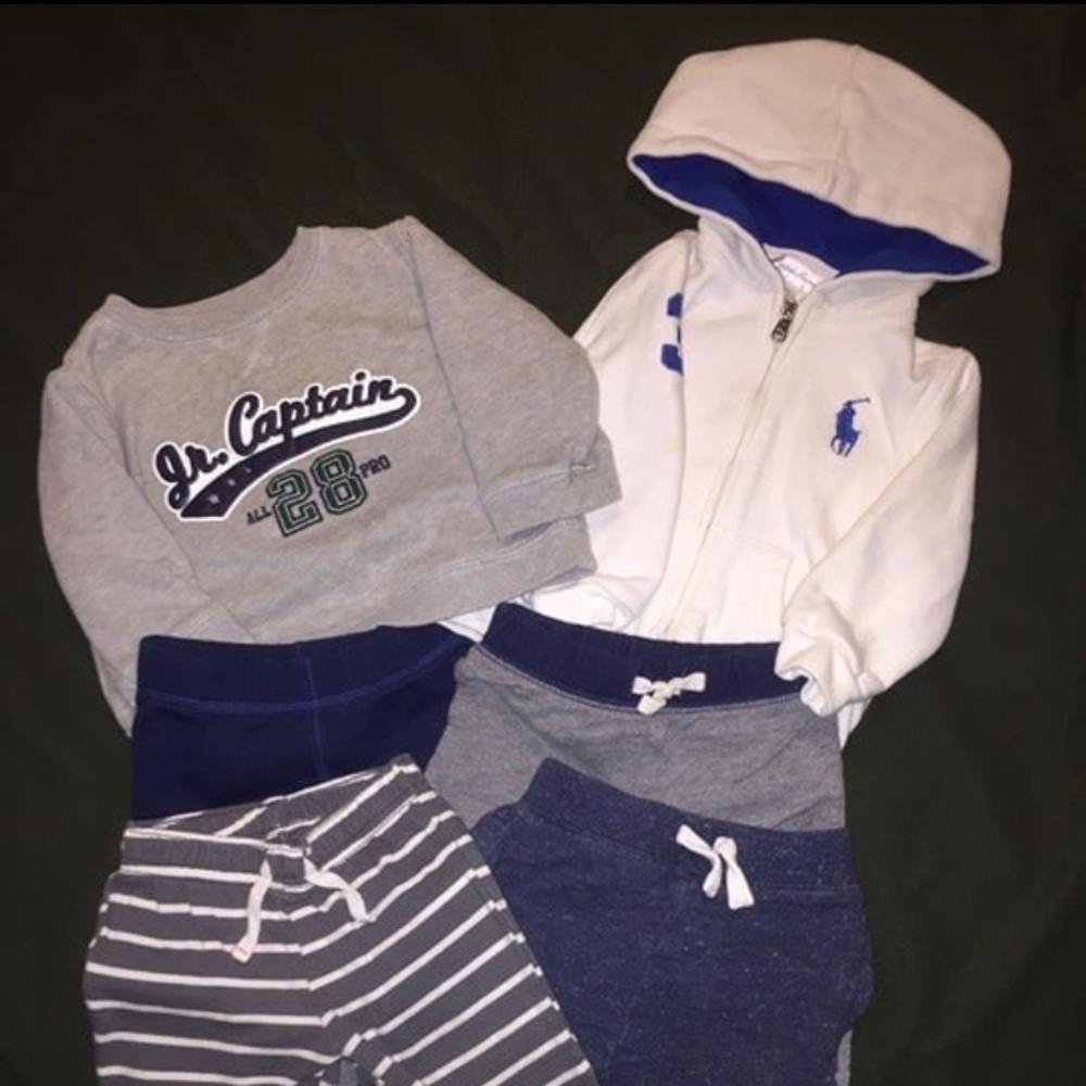 Baby Clothes Bundle Size 9 Months Hoodie, Top, 4 Pairs of Pants, 6 Pieces Total